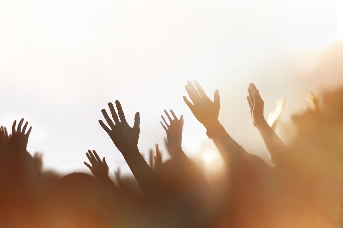Christians praising and worshipping with joy and freedom